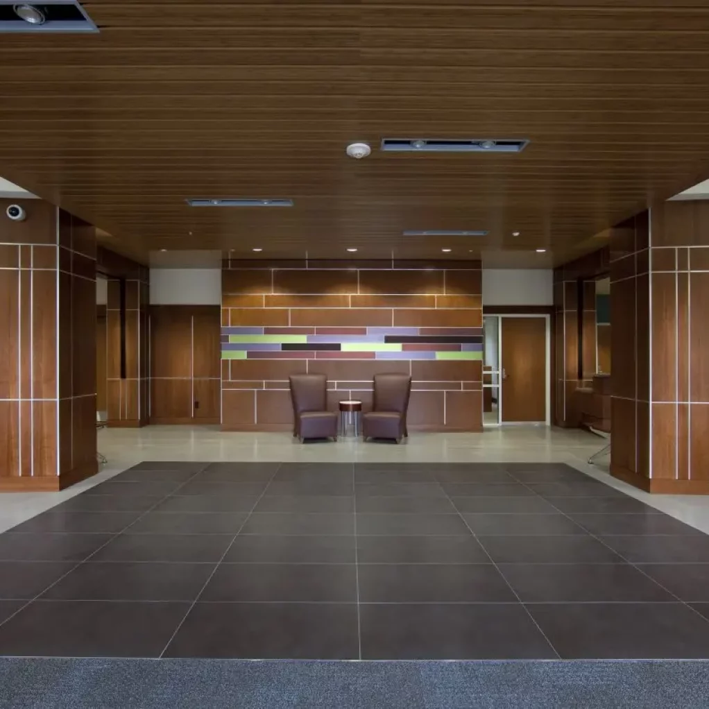 commercial floor cleaning example of property lobby with tile floor